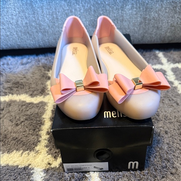 Melissa Kids Blush Pink Bow Flats - Picture 1 of 3